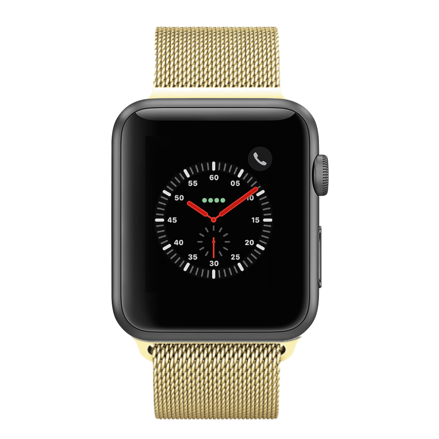 space grey apple watch with gold milanese loop