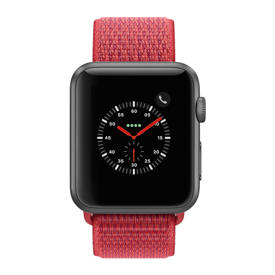 Apple Watch 3 (Aluminum, GPS, 38mm) Space Gray, Red Sport ...